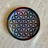 Flower of Life Smudge Dish-Rainbow 生命之花皀石淨化碟-彩虹