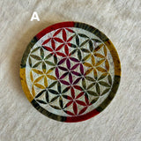 Flower of Life Smudge Dish-Rainbow 生命之花皀石淨化碟-彩虹
