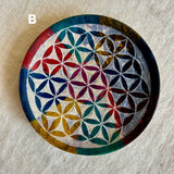 Flower of Life Smudge Dish-Rainbow 生命之花皀石淨化碟-彩虹