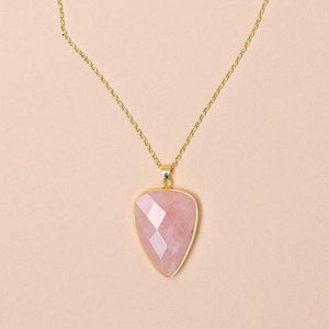 Rose Quartz Faceted Long Gemstone Diffuser Necklace 粉晶擴香長頸鍊
